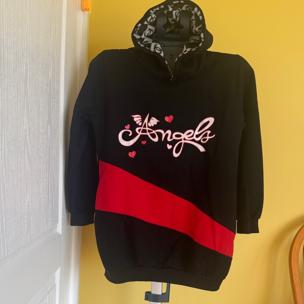 Black and Red Hoodie with Angel Design